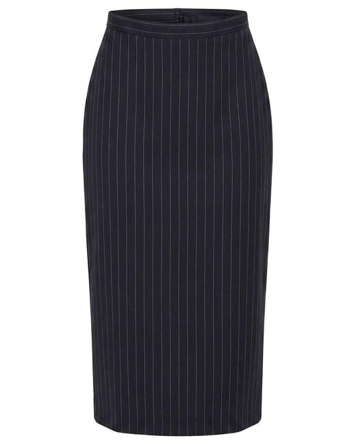 Givenchy Blue Midi Striped Wool Skirt