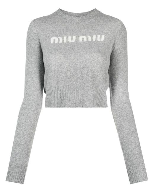 Miu Miu Gray Logo Pullover