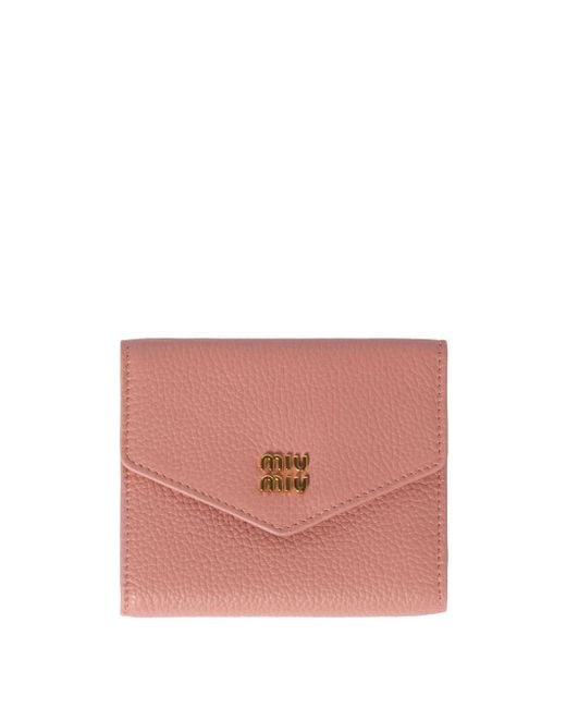 Miu Miu Pink Snap Closure Small Leather Wallet