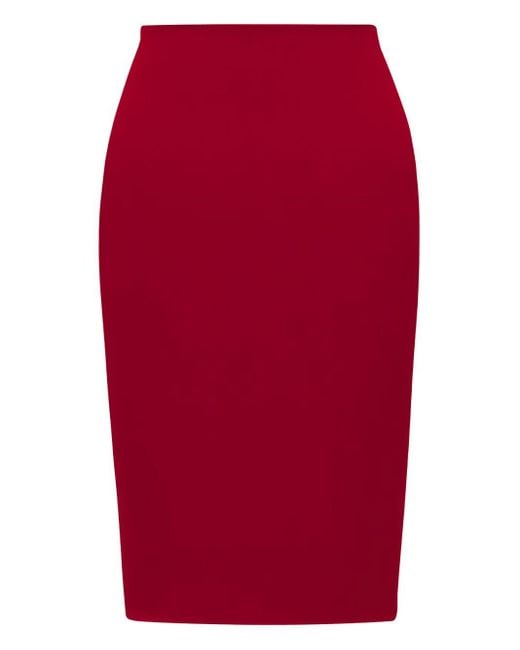 Saint Laurent Red Mid-Rise Pencil Skirt