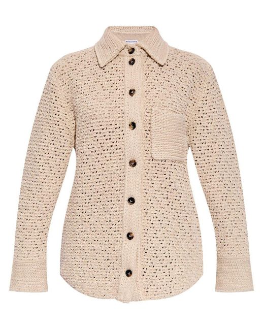 Bottega Veneta Natural Crochet Cotton Shirt