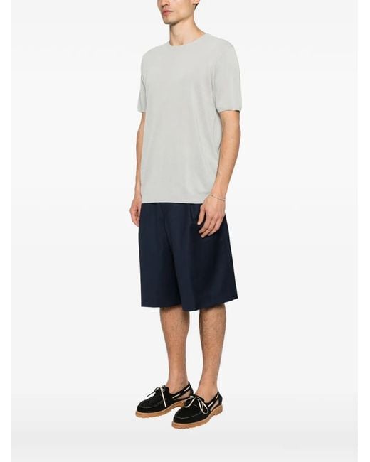 Roberto Collina White Ribbed Knit Cotton Blend T-Shirt for men