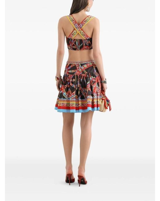 Dolce & Gabbana Red Printed Mini Skirt