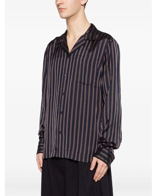 Dries Van Noten Black Carly Striped Cupro Shirt for men