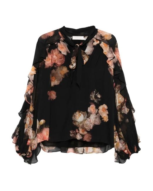 Zimmermann Black Hypnotic Flutter Blouse