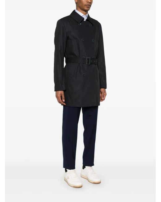 Herno Blue Double-Breasted Trench Coat for men