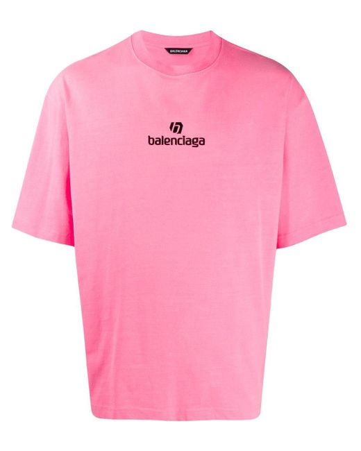 【送料&関税込】Balenciaga Pink T-shirt With Round Neck Logo Balenciaga - Logo cotton t-shirt Pink - The Corner