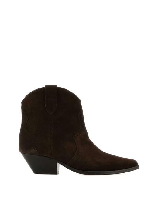 Isabel Marant Black Dewina Suede Cowboy Ankle Boots Shoes