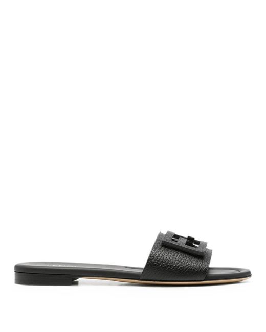 Fendi Black Leather Baguette Slide