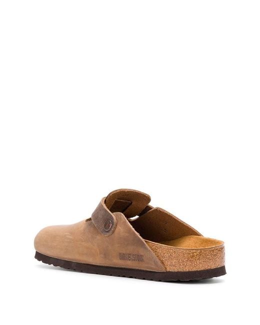 Birkenstock Brown Boston Oiled Leather Slippers for men