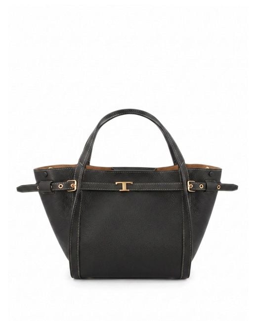 Tod's Black Sac Cabas T Timeless En Cuir