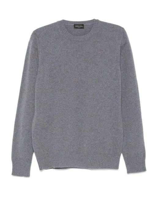Roberto Collina Gray Wool And Cashmere Mélange Crew-Neck Sweater for men