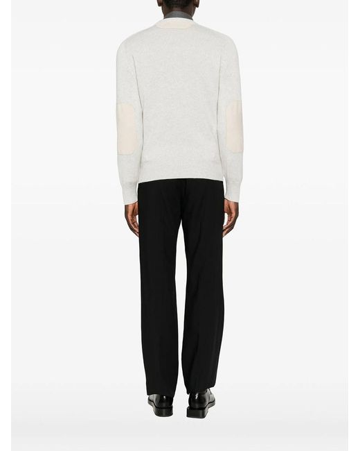 Brunello Cucinelli White Cashmere Pullover With Patch for men