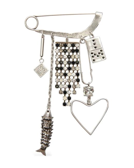 Isabel Marant White Abby Brooch With Pendants Accessories