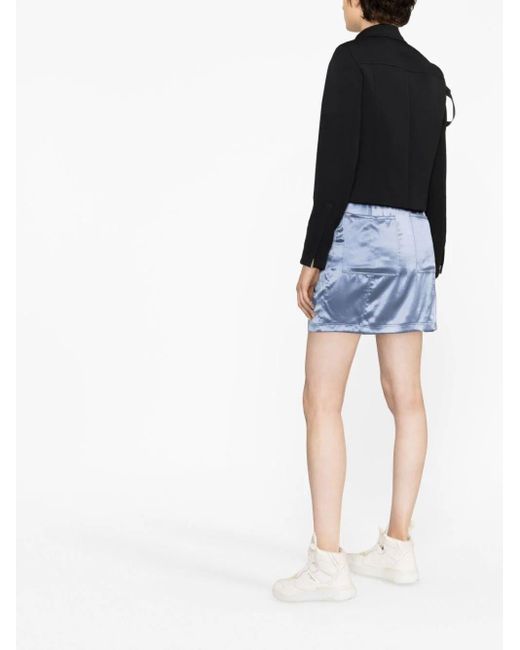 Fendi Blue Cargo Pockets Satin Mini Skirt