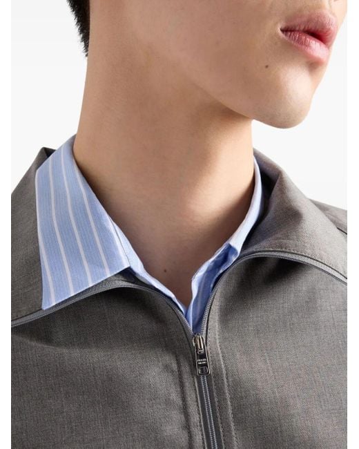 Prada Blue Cotton Stripe Shirt for men