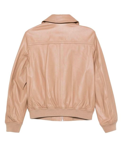 Yves Salomon Natural Zip-Up Leather Jacket