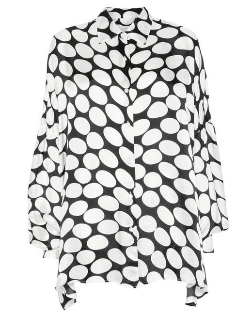 Dries Van Noten White Casia Viscose Shirt With Large Polka Dot-Motif