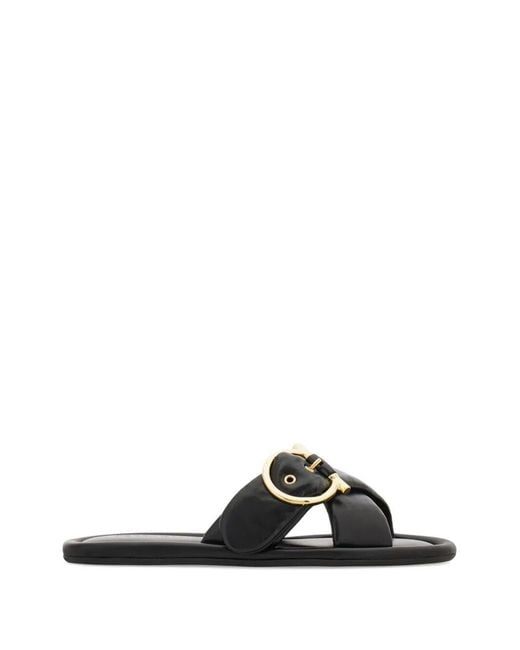 Ferragamo Black Elyzia Leather Slide