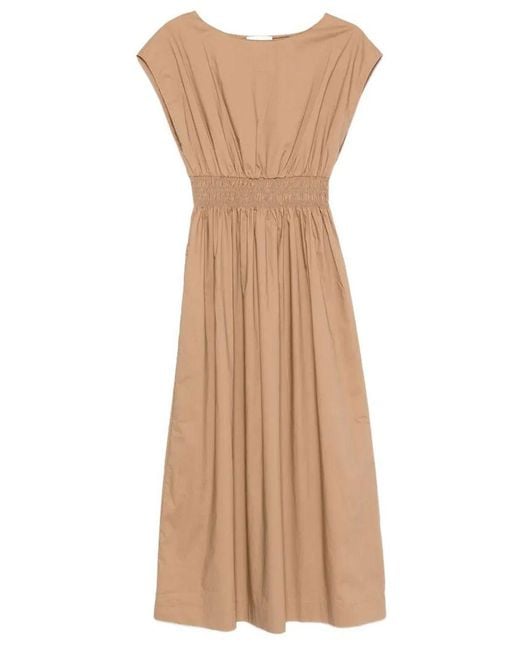 Roberto Collina Natural Elasticated Waist Cotton Midi Dress