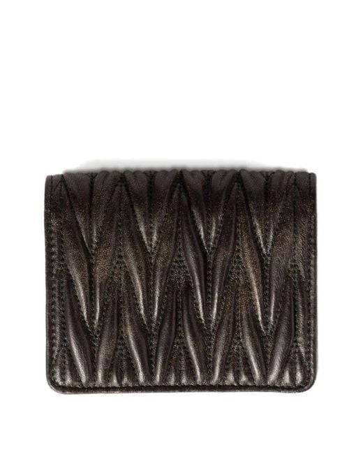 Miu Miu Black Matelassé Leather Wallet