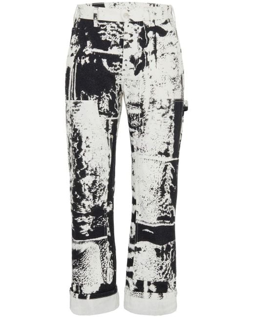 Alexander McQueen White Fold-print Cropped Jeans for men