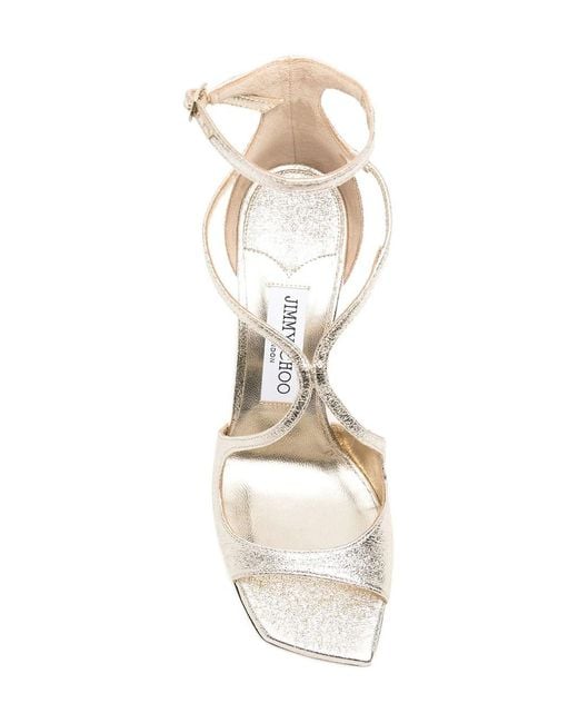 Jimmy Choo White Azia 95 Platinum Brilliance Fabric Sandals