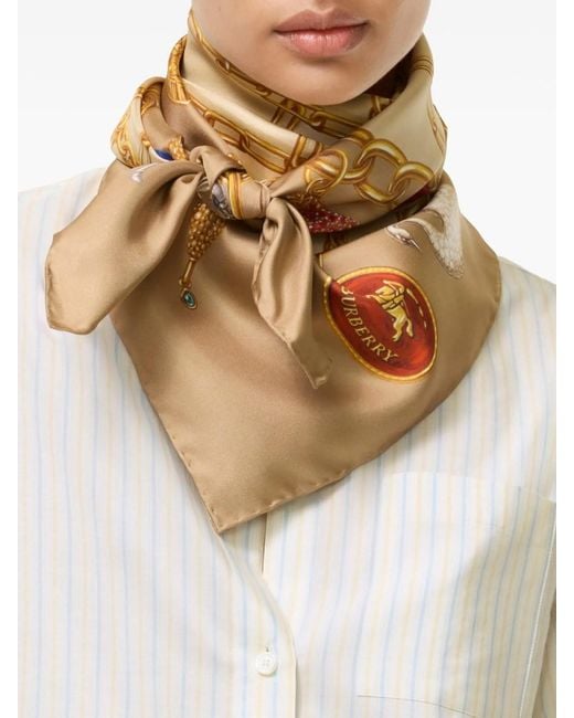 Burberry Metallic Check Charm Silk Scarf