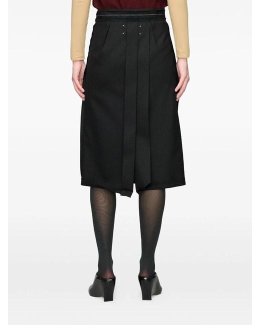 Maison Margiela Black Reversed Wool Midi Skirt