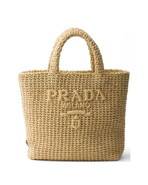 Prada Metallic Small Crochet Tote Bag