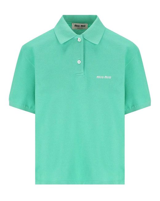 Miu Miu Green Cotton Piqué Polo Shirt