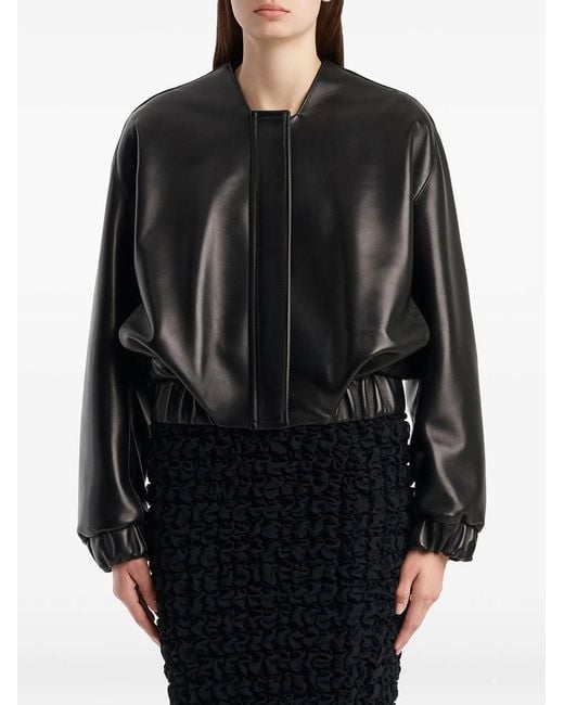 Khaite Black Cordan Leather Bomber Jacket