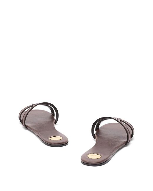Saint Laurent White Mabrouka Smooth Leather Slides