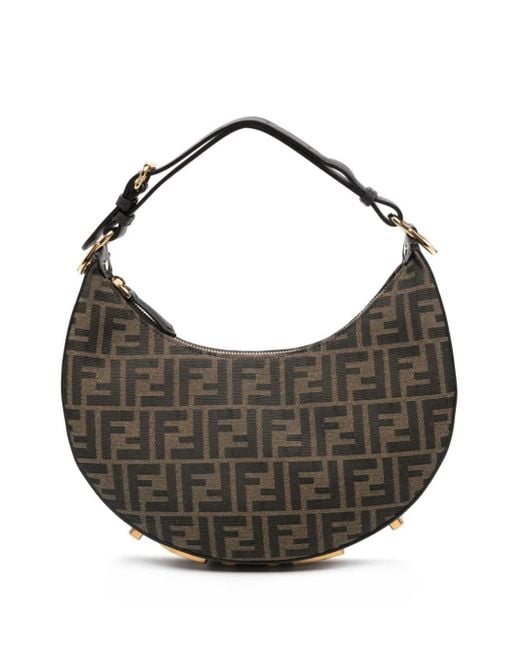 Fendi Gray Chic Cotton Shoulder Hobo Handbag
