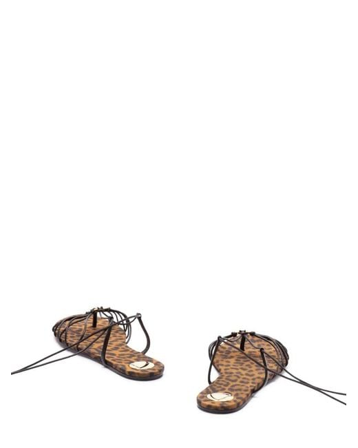 Saint Laurent Brown Ankle Strap Babylone Flat Sandals