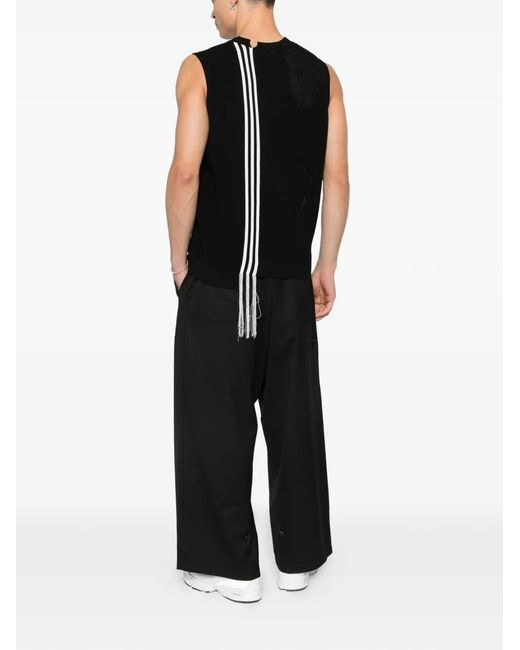 Y-3 Black Gfx Knitted Vest With Perforated Details for men