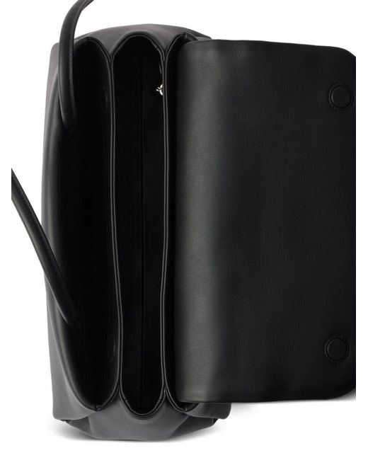 Prada Black Passage Medium Leather Bag With Re-Nylon Flap