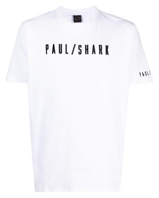 Paul & Shark White Logo-print Cotton T-shirt for men