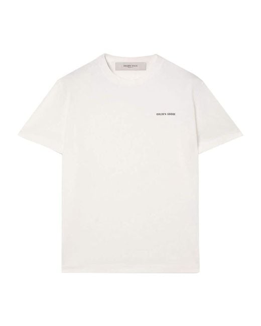 Golden Goose Deluxe Brand White Cotton Jersey T-Shirt With Contrasting Logo Print Clothing for men