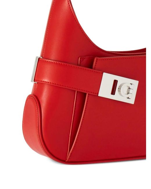Ferragamo Red Medium Hobo Leather Shoulder Bag