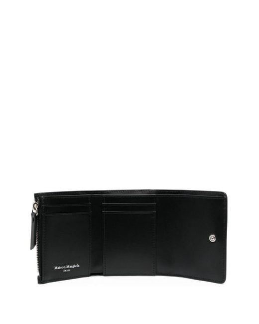 Maison Margiela Black Tri-Fold Leather Wallet for men