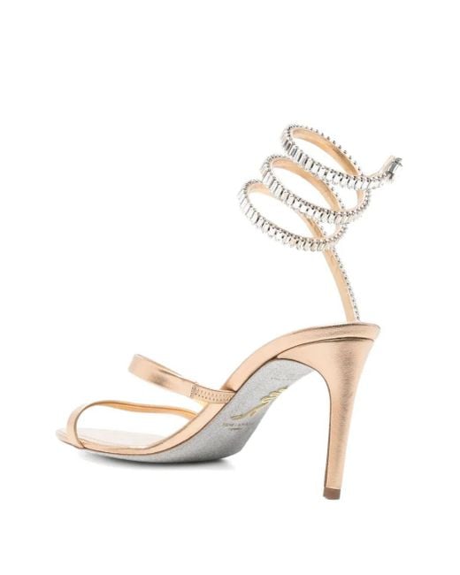 Rene Caovilla Metallic Open Toe Heels