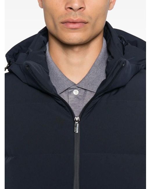 Paul & Shark Blue Hooded Quilted Jacket for men