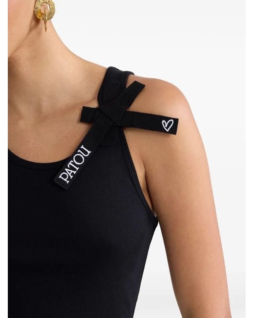 Patou Black Solid Round Neck Top