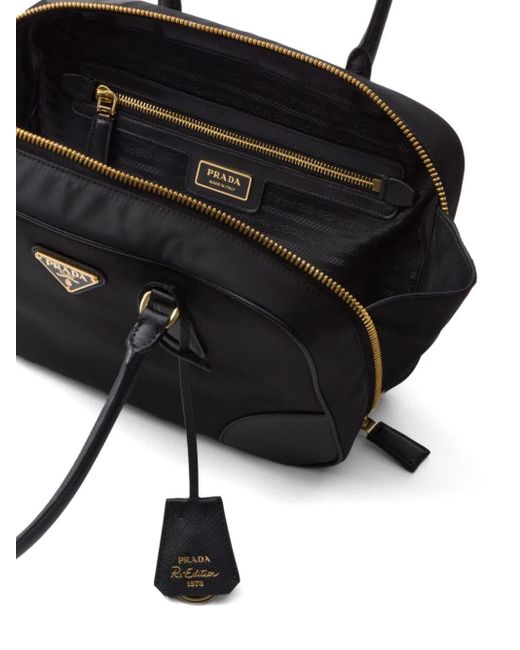 Prada Black Re-Edition 1978 Medium Two-Handle Bag