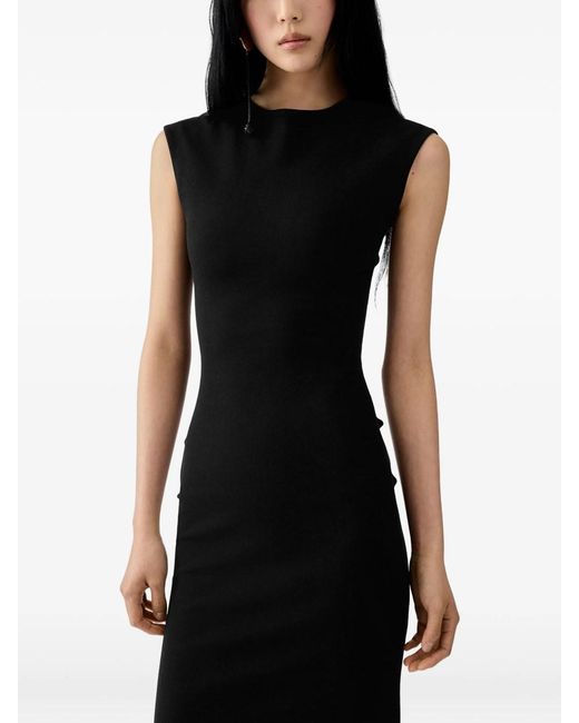Jacquemus Black Fitted Midi Dress Alba With Ruches