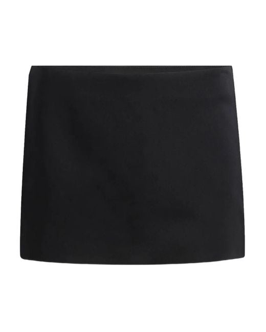 Khaite Black Jett Wool And Silk Miniskirt