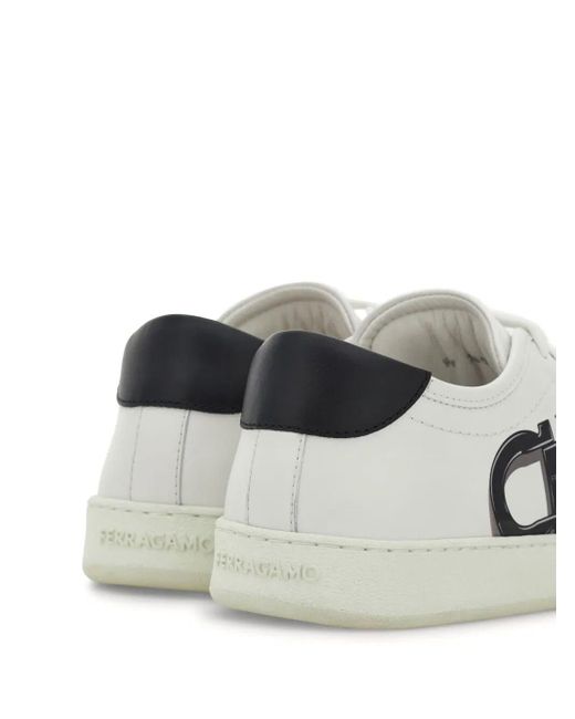 Ferragamo White Double Gancini Brandy1 Sneakers for men