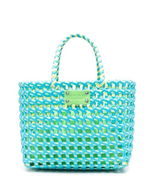 MSGM Blue Woven Tote Bags