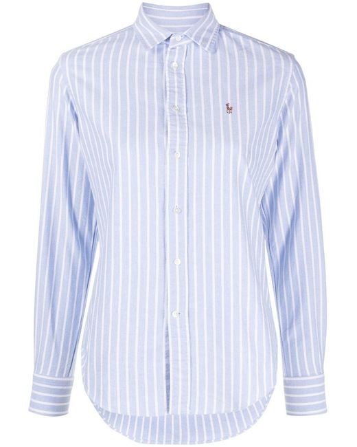 Polo Ralph Lauren Blue Polo Pony Motif Striped Shirt